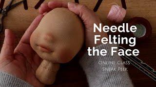 Dollmaking Needle Felting a Doll Face  Sneak Peek Online Class for Natural Fiber Art Dolls