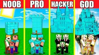 Minecraft Battle DIAMOND CASTLE HOUSE BUILD CHALLENGE - NOOB vs PRO vs HACKER vs GOD  Animation