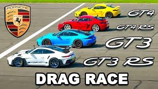 Porsche 911 GT3 RS v GT4 RS v GT3 v GT4 DRAG RACE