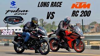 Bajaj Pulsar 220F 2024 vs ktm rc 200  LONG RACE  the legend is back 