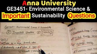 ge3451 Environmental science & sustainability  important questions  July exam  anna university