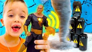 Vlad and Nikis Rescue Mission with Black Adam toys