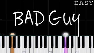 Billie Eilish - Bad Guy  EASY Piano Tutorial