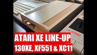 Atari XE Line-up featuring Atari 130XE Atari XF551 and Atari XC11