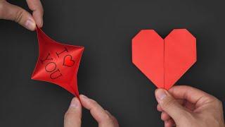 Easy Origami Heart with Surprise Message  Valentines Day Pop-up Card - How to Fold