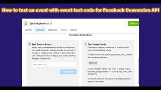 How to test an event with event test code  Facebook Conversion API