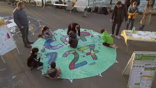 PEOPLEOVERPROFIT Parachute Display and Action in Düsseldorf Germany