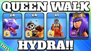 Th15 Queen Walk Hydra Attack Strategy 2022 4 Dragon + 4 Dragon Rider + 5 Healer - Clash of Clans