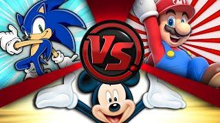 SONIC vs MARIO vs MICKEY MOSUE Sonic The Hedgehog vs Nintendo vs Disney Cartoon Fight Animation