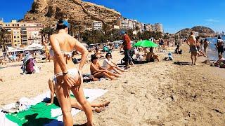 ️️COSTA BLANCA BEACH 2024 -- ALICANTE POSTIGUET BEACH --  4K 60FPS VIEW   BEACH WALK 