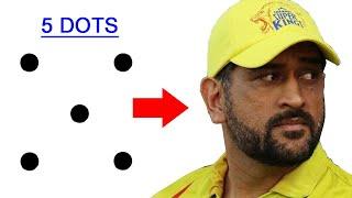 Turn 5 dots into MS Dhoni drawing easy - How to draw ms dhoni drawing step by step easy method