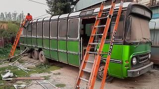 Man Turns BUS into Amazing MOBILE HOME with Rooftop Terrace  Start to Finish by @guvencsyn