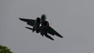 Farnborough Airshow 2024.  Qatari F15s Landing x 2.  The run up to Airshow week. 15 July 2024.