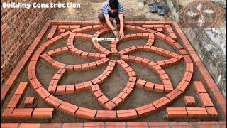 Brick Floor Design  Unique Tile Floor Design Ideas In The Garden As A Play Area