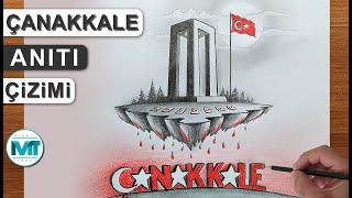 ÇANAKKALE ŞEHİTLER ABİDESİ ÇİZİMİ  18 MART ZAFERİ ŞEHİTLİK ANITI KARAKALEM SOYUT ÇİZİM