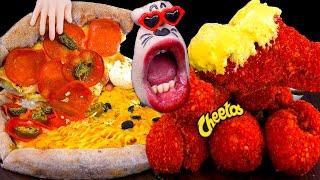 4-Flavor Pizza Cheetos Chicken Mukbang   REALMOUTHs ASMR Eating Show