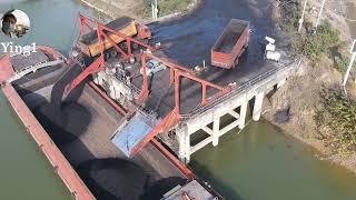 Barges Loading and unloading 8000 tons of coal barges without conveyors