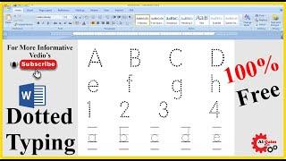how to make dotted type design in MS Word  Quickly create Tracing letters in Toddlers  MS Word