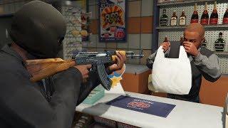 GTA 5 - Robbing Stores and Houses with Franklin Epic Police Chase