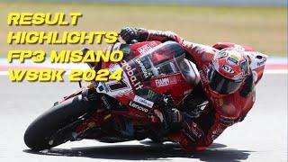 highlights FP3 result  WSBK misano 2024 Ducati  on top again Gardner have good pace