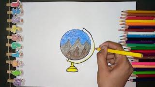 Drawing Earth Globe  Step by Step - Baby Shark Arts