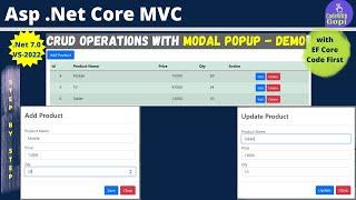 CRUD Operations Using Modal Popup in ASP.NET Core MVC  CRUD Application with ASP.NET Core - Demo