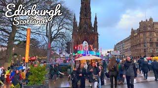 Edinburgh Scotland  Christmas Walking Tour 4K HDR 60fps