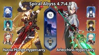 C0 Navia Plunge Hypercarry & C0 Arlecchino Hypercarry - Spiral Abyss 4.7\4.8 Floor 12 Genshin Impact