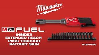 Milwaukee M12 FUEL Brushless Cordless INSIDER Extended Reach Pass Through Ratchet Skin - M12FPTR0