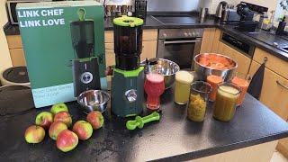 LINKChef Entsafter Saftpresse slow juicer 200 Watt 12 Liter BPA frei Zitruspresse - TEST