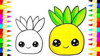 How to Draw Pineapple  Kawaii Drawings  Easy Drawings