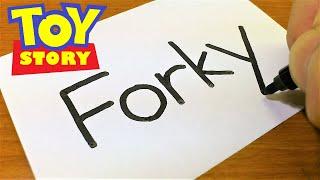 Very Easy  How to turn words Forky（Toy Story 4）into a Cartoon｜How to draw Forky