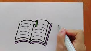 تعليم رسم كتاب للأطفال   How to draw a book  Kitap nasıl çizilir