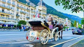 Peaceful evening walk in Swiss Town INTERLAKEN Switzerland