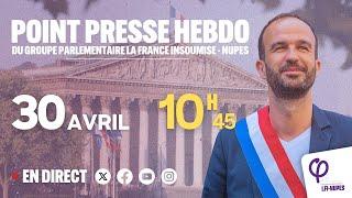  Direct - POINT PRESSE HEBDO du groupe La France Insoumise - NUPES à lAssemblée Nationale