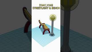 1DAY_1CAD STREETLIGHT & BENCH #shorts #tinkercad #project