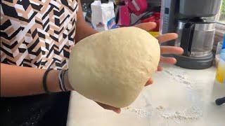 Bread Again Preparing Bobby Flays parker house rolls dough.