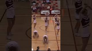 Our cheerleaders performing our school spirit chant.