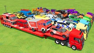 LOAD & TRANSPORT POLICE CARS FIRE TRUCKS AMBULANCES MOTORBIKE PICKUP JEEP -Farming Simulator 22