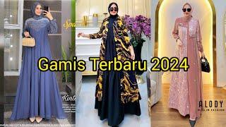 Rekomendasi Gamis Casual Motif Kombinasi Polos Edisi Lebaran 2024