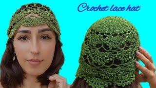 How To Crochet A Beautiful Lace Hat  fantastic mesh hat for ladies
