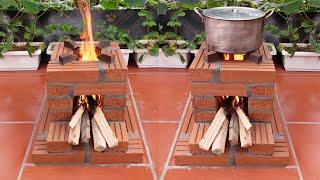 How to make a rocket stove with red bricks is both easy and save firewood