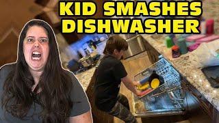 Kid Temper Tantrum Smashes Dishwasher Because He Didnt Want To Do Dishes - Mom Cries Original