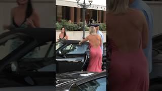 Happy women getting out her Porsche #billionaire #monaco #luxury #trending #lifestyle #fyp