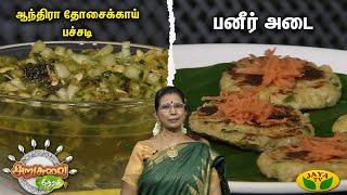 ARUSUVAI NERAM  ஆந்திரா தோசைக்காய் பச்சடி & பனீர் அடை   Cooking  Jaya Tv