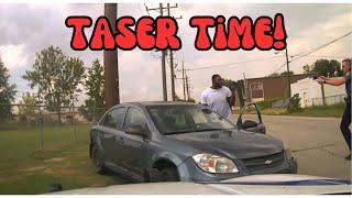 Drug dealer refuses to stay down and gets the TASER Arkansas State Police pursuit & PIT maneuver