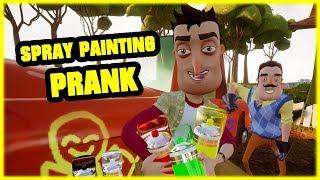 SPRAY PAINTING MY NEIGHBOR CAR PRANK - Hello Neighbor Mod