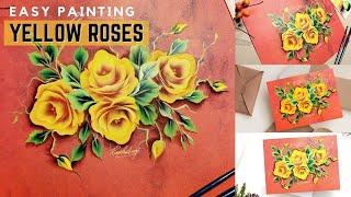 acrylic painting ROSES  Step by step Rose painting  Acrylics  Fall Colors