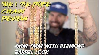 Rope Chain Sizing Guide  2mm-7mm  Daniel Jewelry Inc