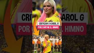 Critican a Karol G por cantar el himno en la copa América